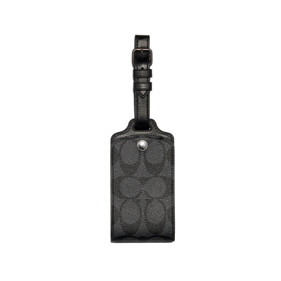 Coach Black Luggage Tag In Signature Canvas New - Picture 1 of 1